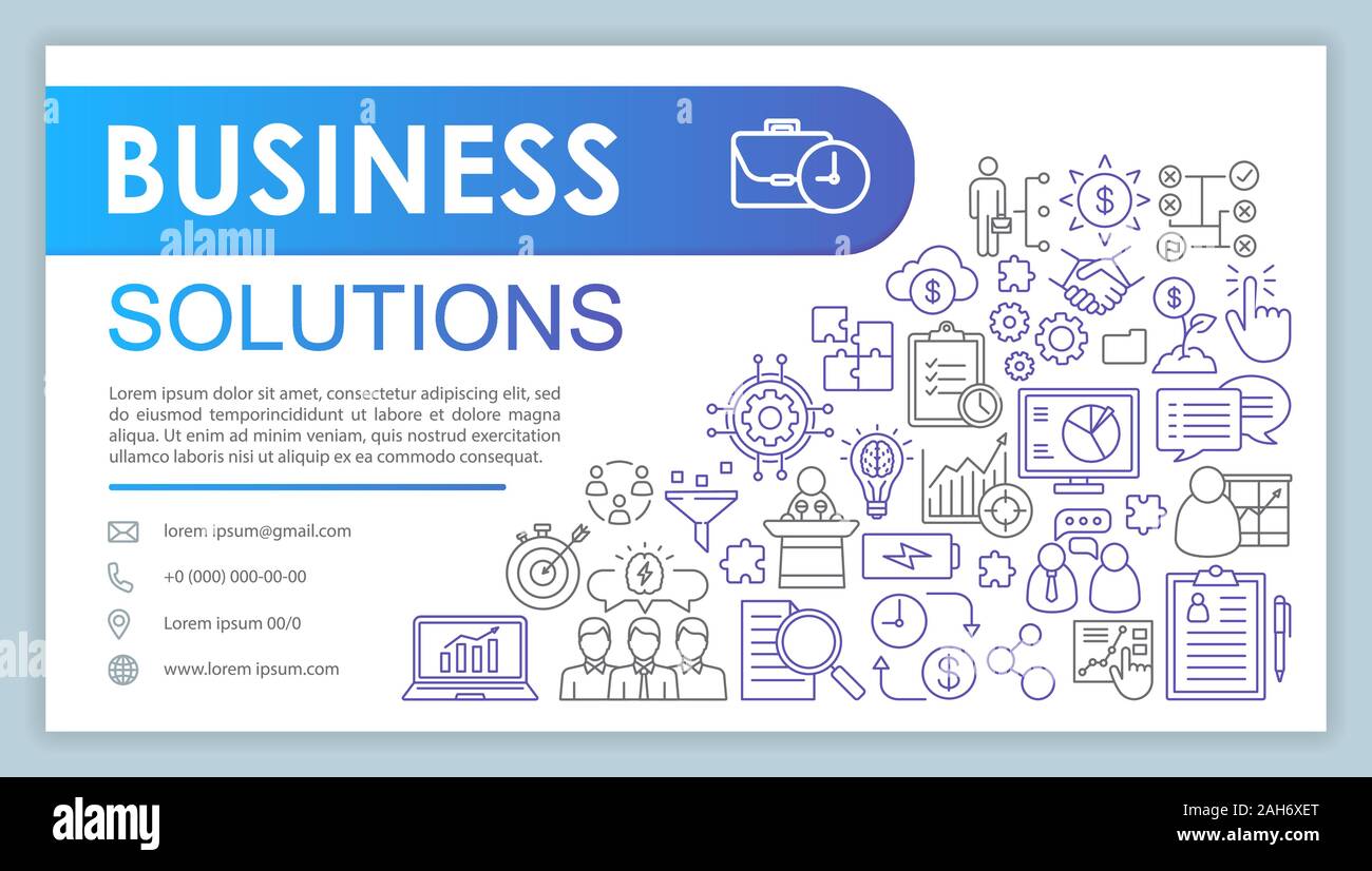 Business Solutions Advertising Web Banner Vector Template