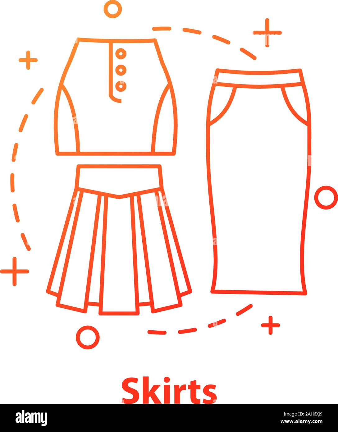 Skirts concept icon. Women's wear. Clothing store idea thin line ...