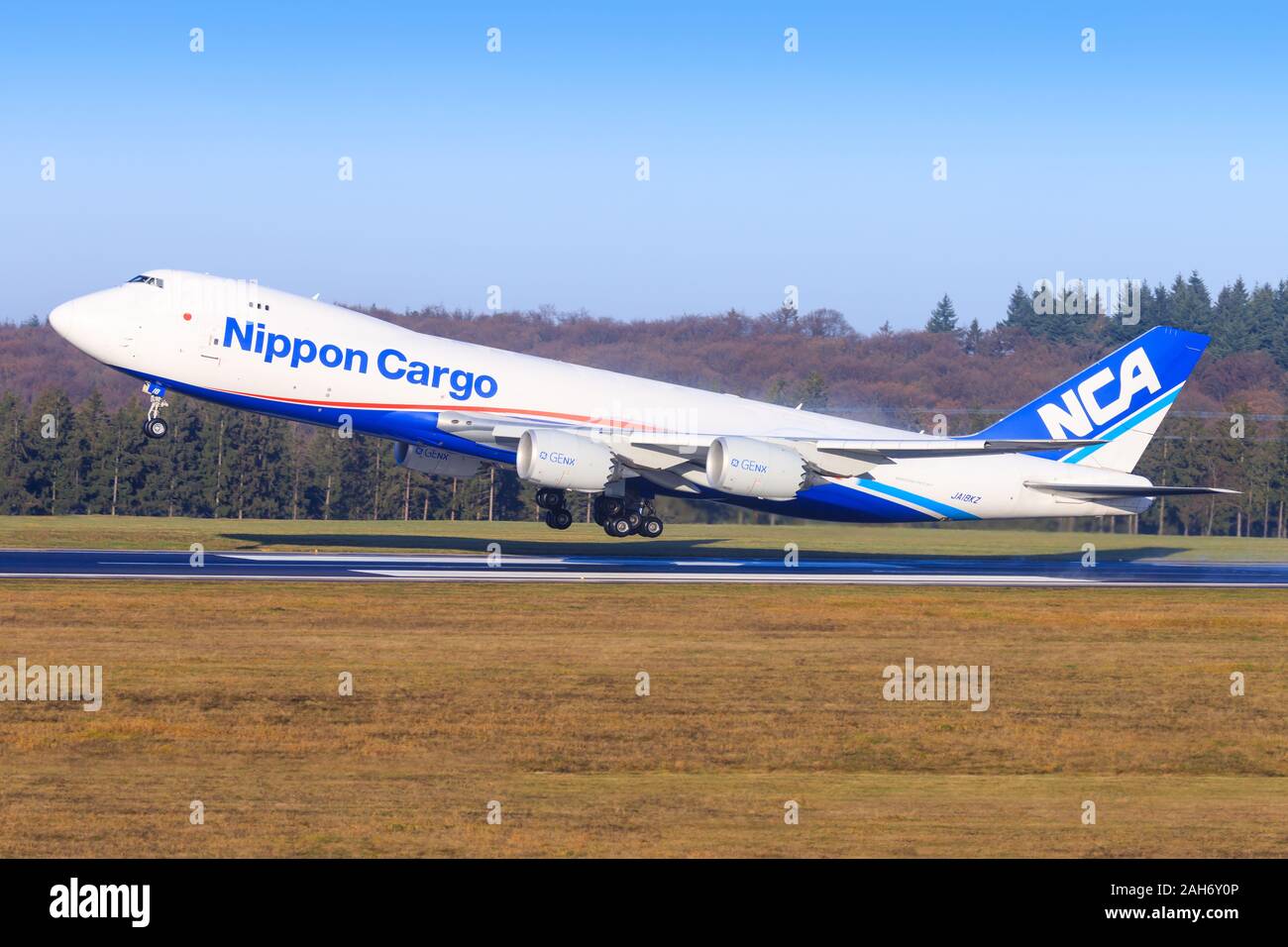 Frankfurt, Germany – November 29, 2019: Nippon Cargo 748 at Frankfurt airport. Stock Photo