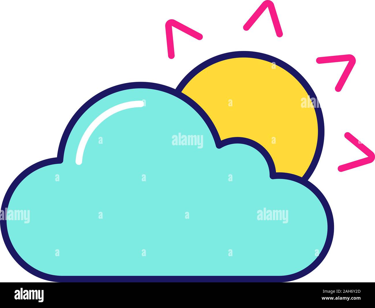 Weather icon set. Sunny, cloudy, rainy, partly cloudy and rainbow