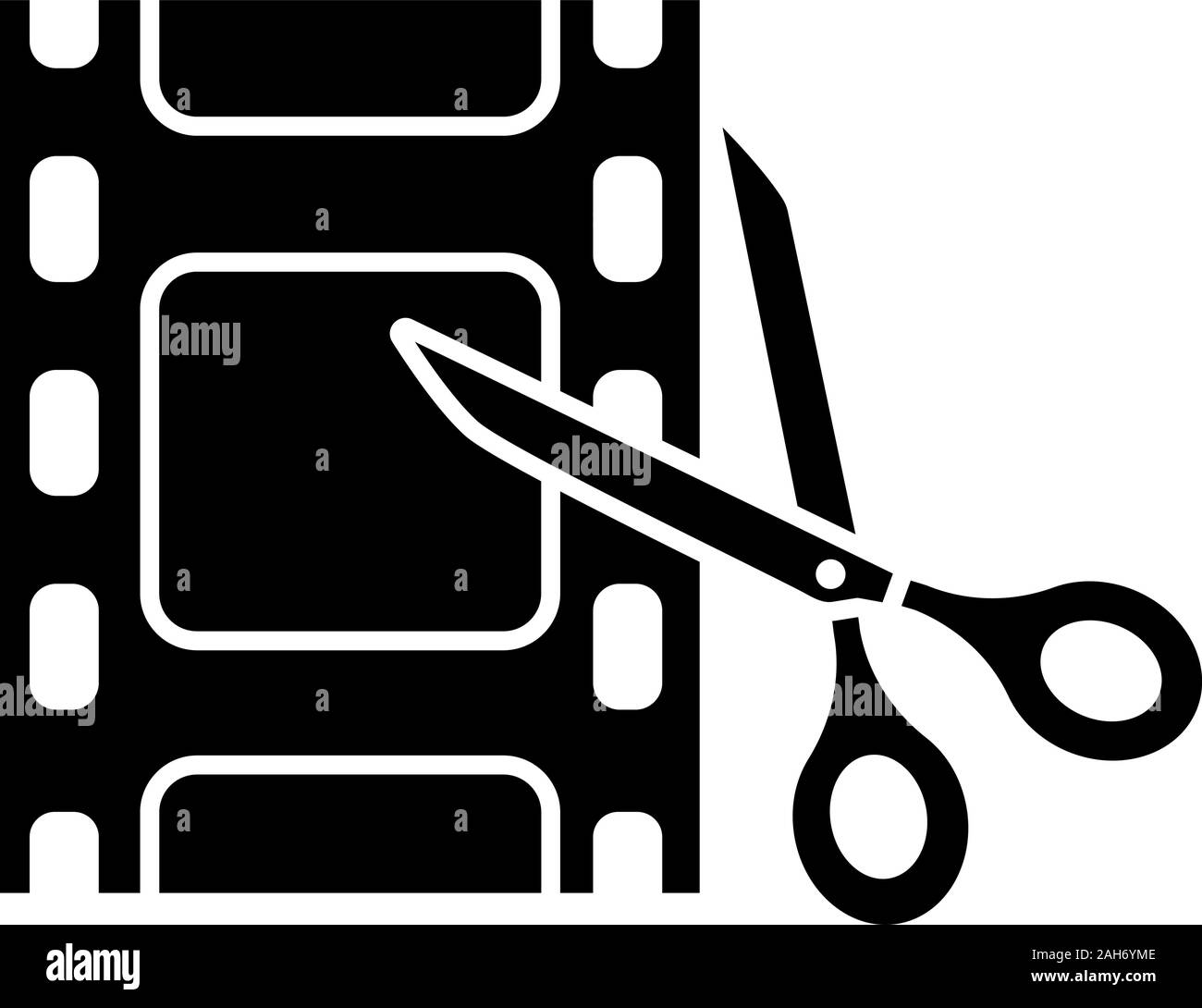 Video editing software glyph icon. Film making. Video cutting. Filmstrip  with scissors. Silhouette symbol. Negative space. Vector isolated  illustratio Stock Vector Image & Art - Alamy