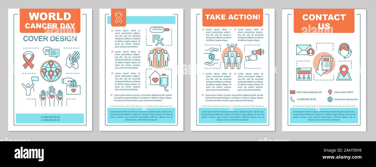 World cancer day brochure template layout. Oncology. Cancer awareness