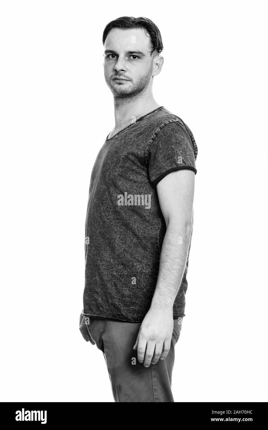 Portrait of young man in black and white Stock Photo - Alamy