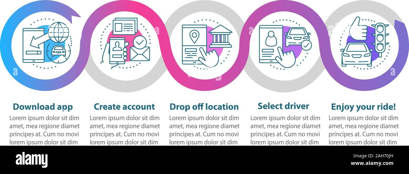 Carpooling app vector infographic template. Car sharing service