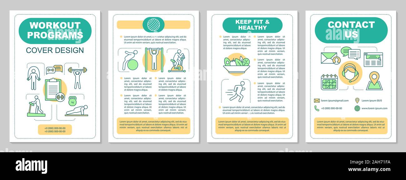Workout programs brochure template layout. Fitness. Gym training Workout programs brochure template layout. Fitness. Gym training