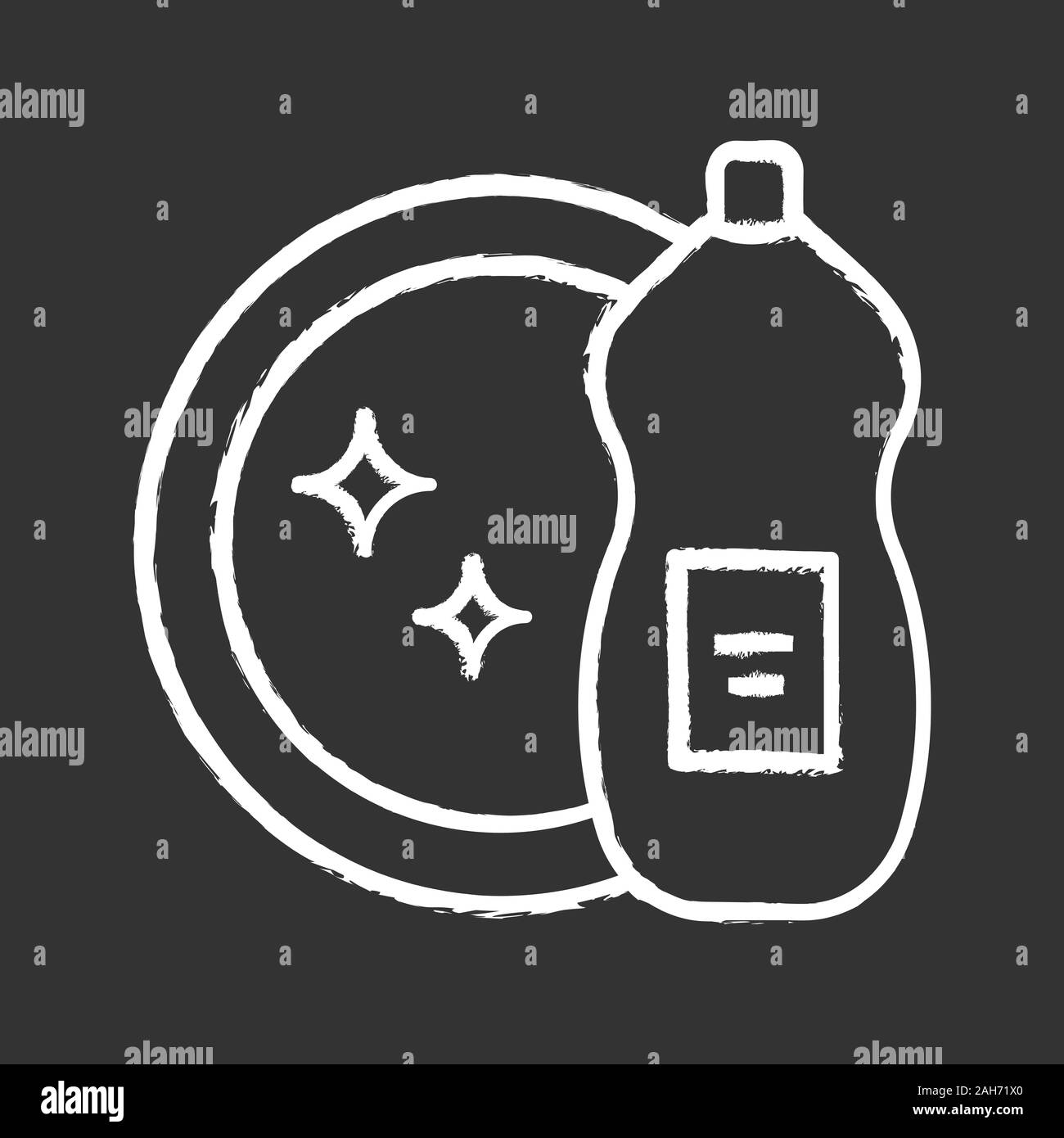 Dish washing liquid chalk icon. Dishwash detergent. Cleaning chemicals