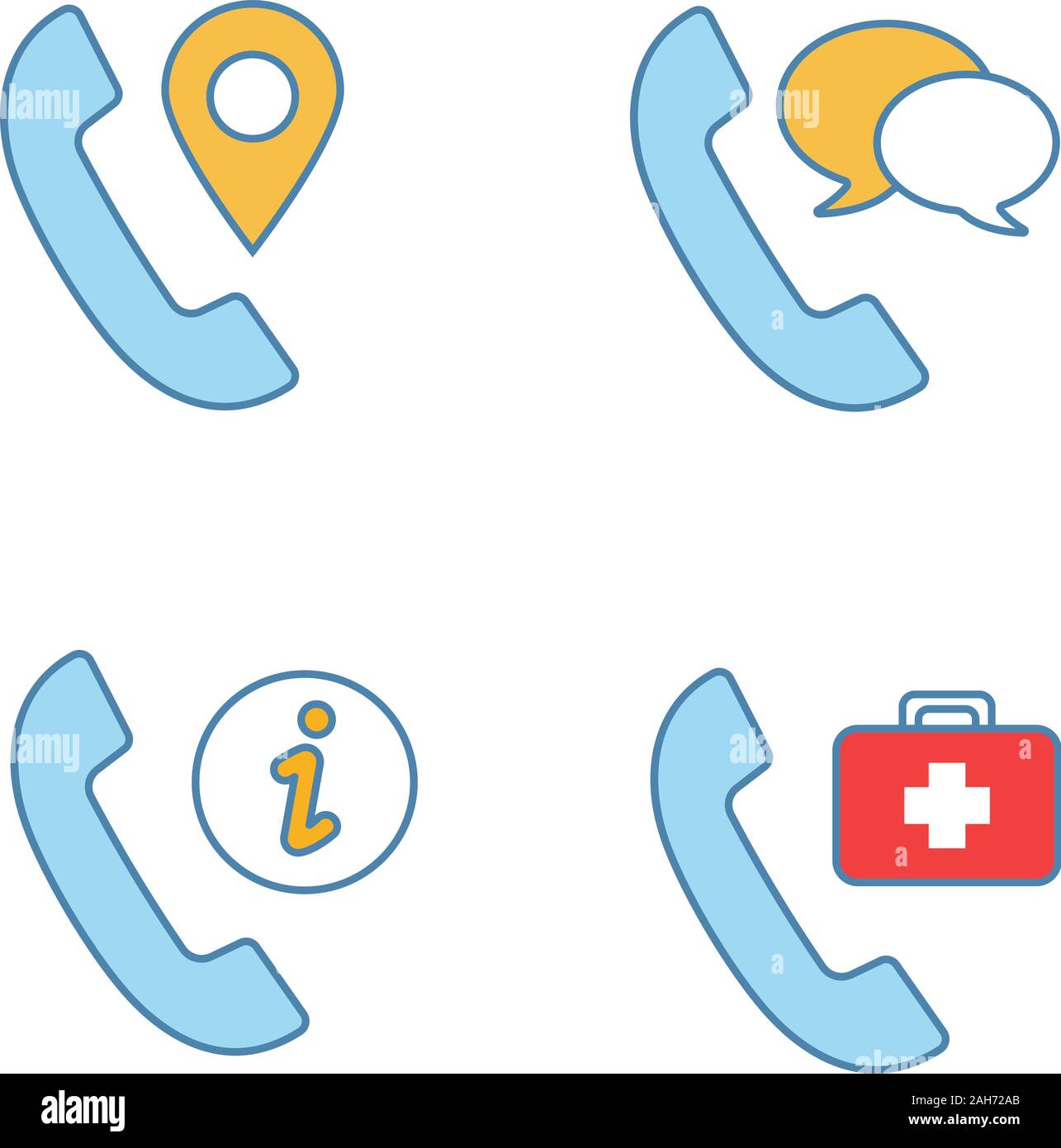 Phone Services Color Icons Set Call Tracking Conversation Infocenter Doctor Appointment Isolated Vector Illustrations Stock Vector Image Art Alamy