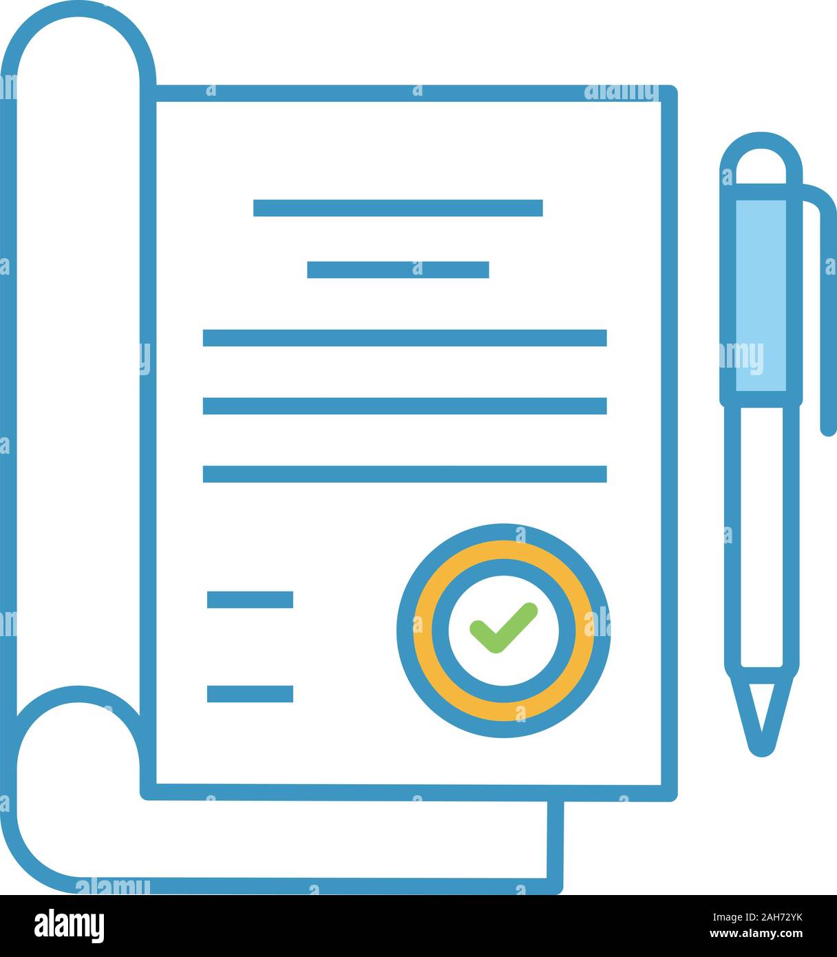 Signed contract color icon. Agreement, deal. Corporate policies ...