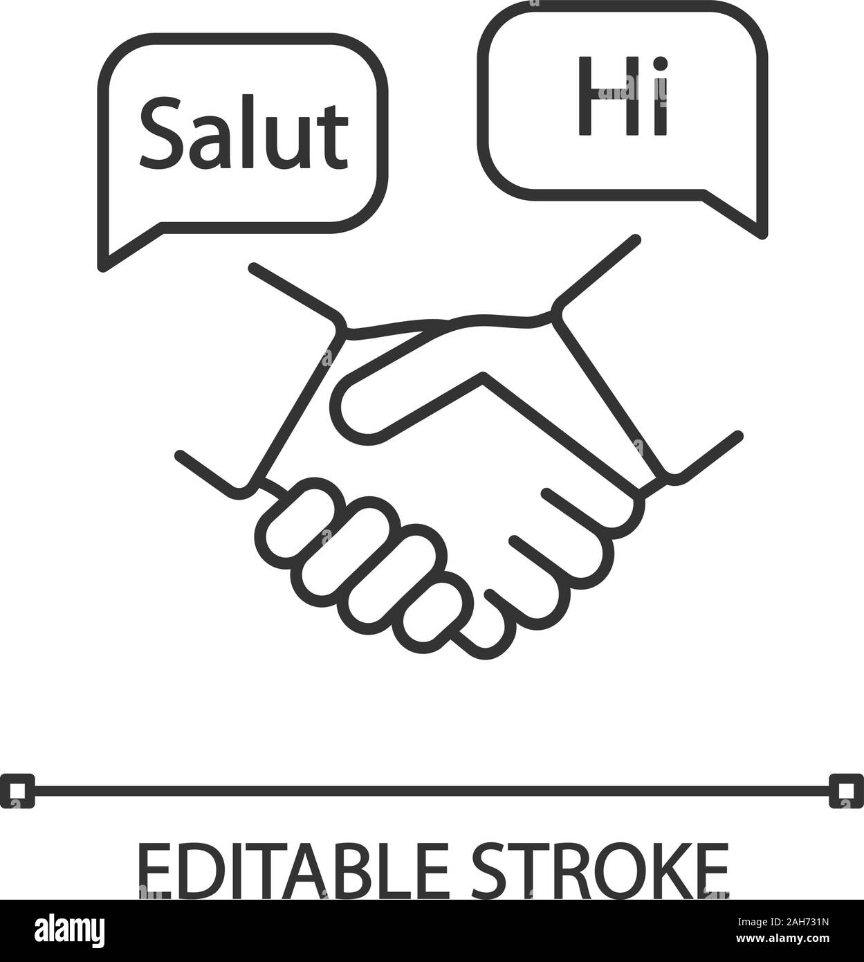 Foreign language for business linear icon. Business communication ...