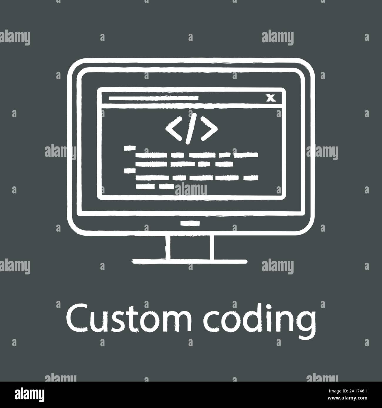Custom coding chalk icon. Programming. Website development. Website ...