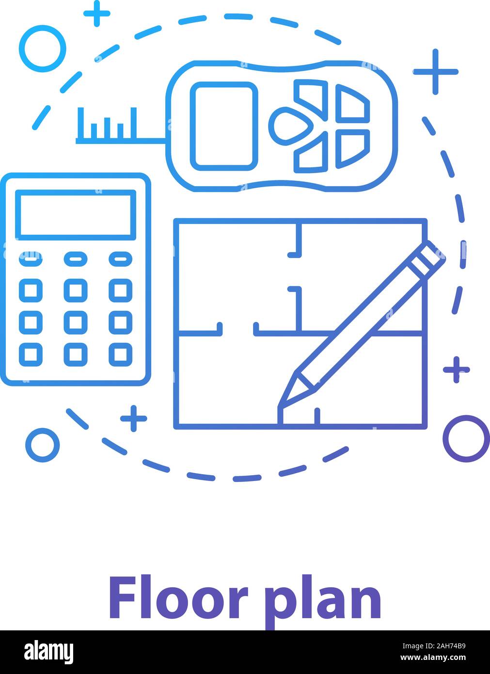 Floor plan concept icon. Blueprint idea thin line illustration ...