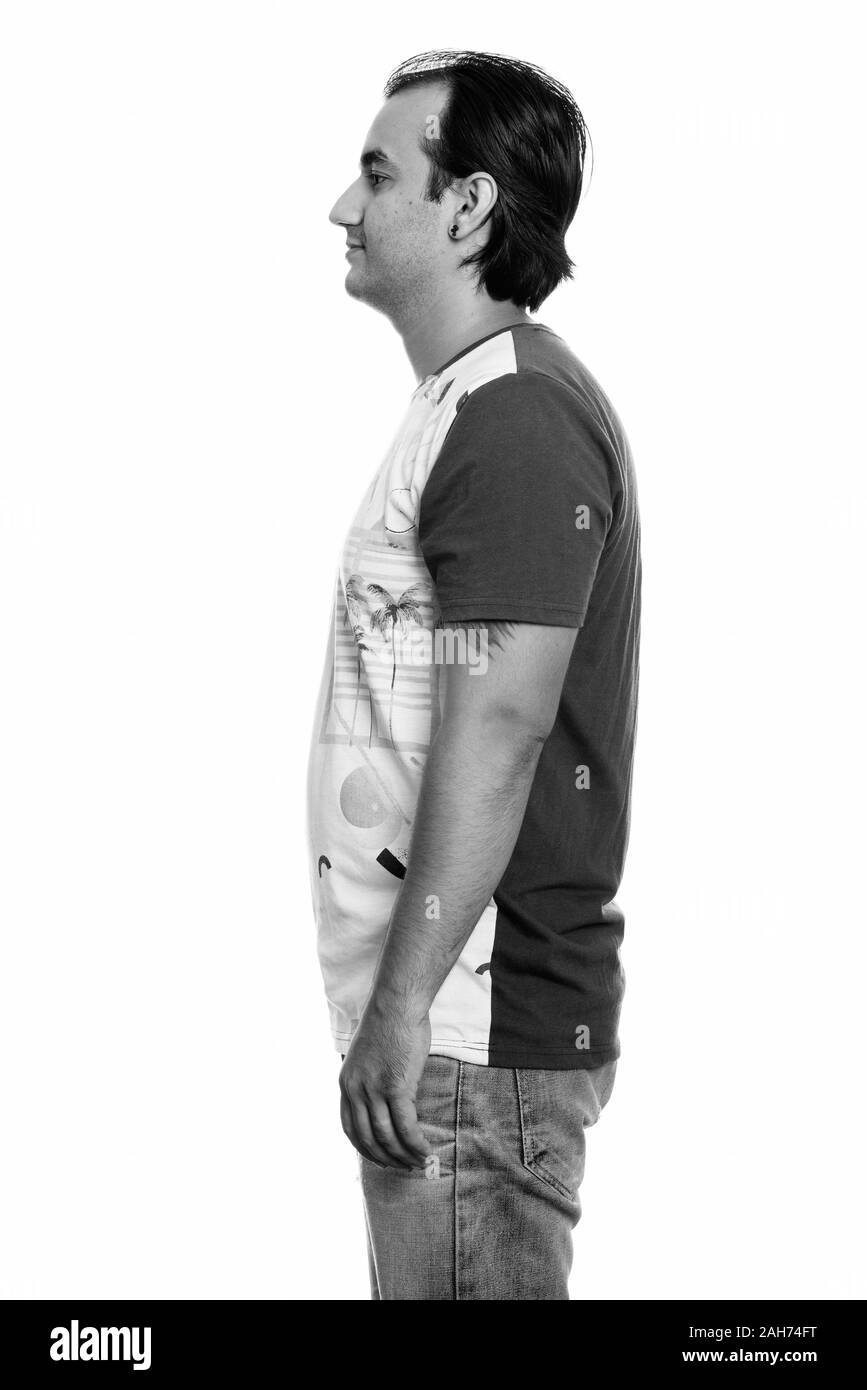 Man standing side view isolated Black and White Stock Photos & Images ...