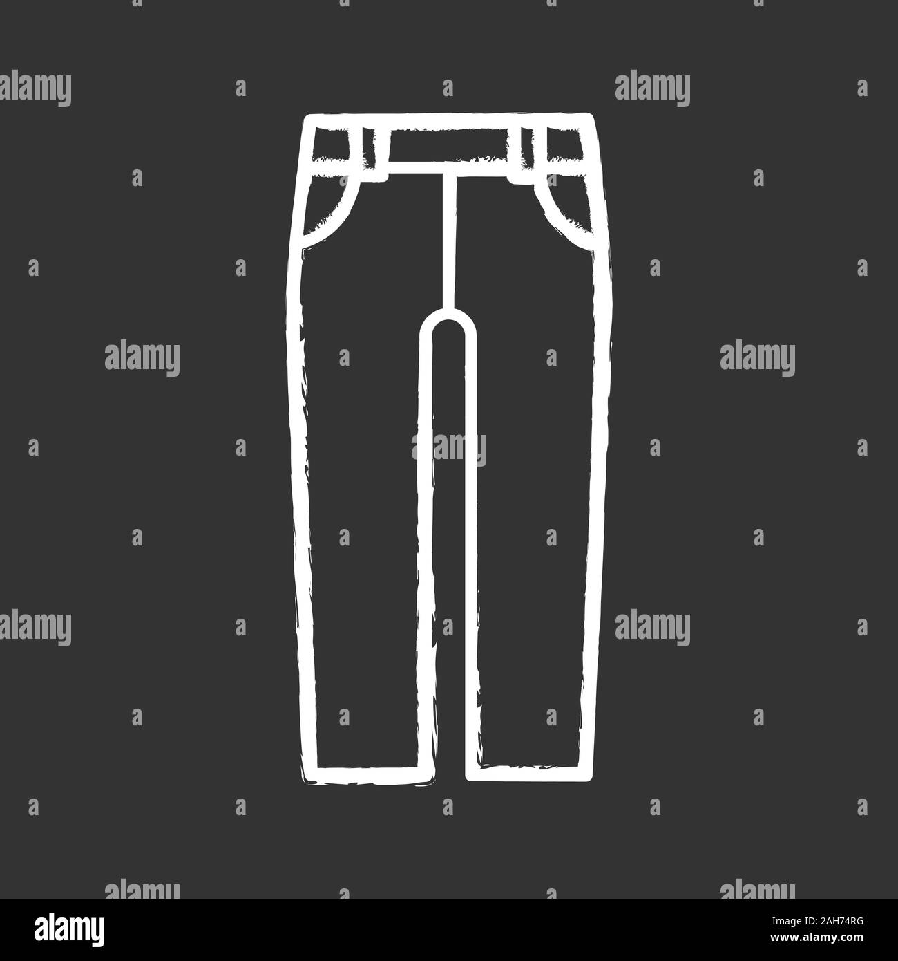 Jeans chalk icons. Pants. Trousers. Casual style. Clothes. Isolated