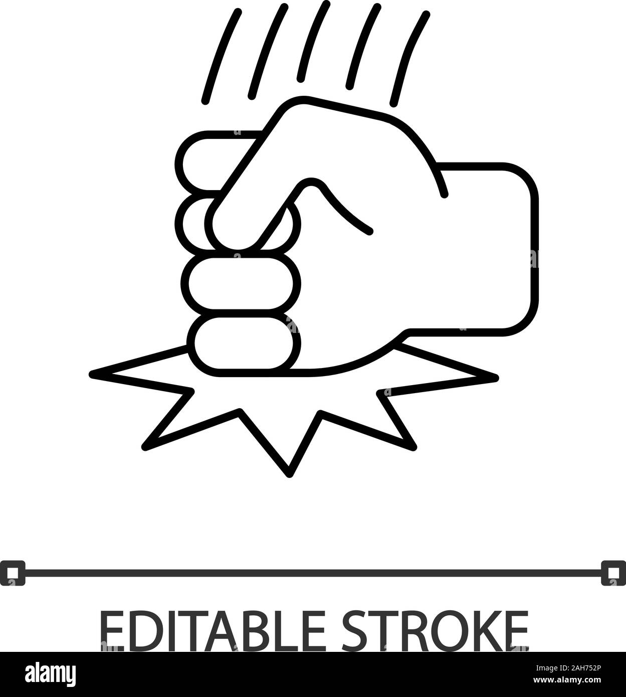 Fist on table linear icon. Anger, aggression. Thin line illustration ...