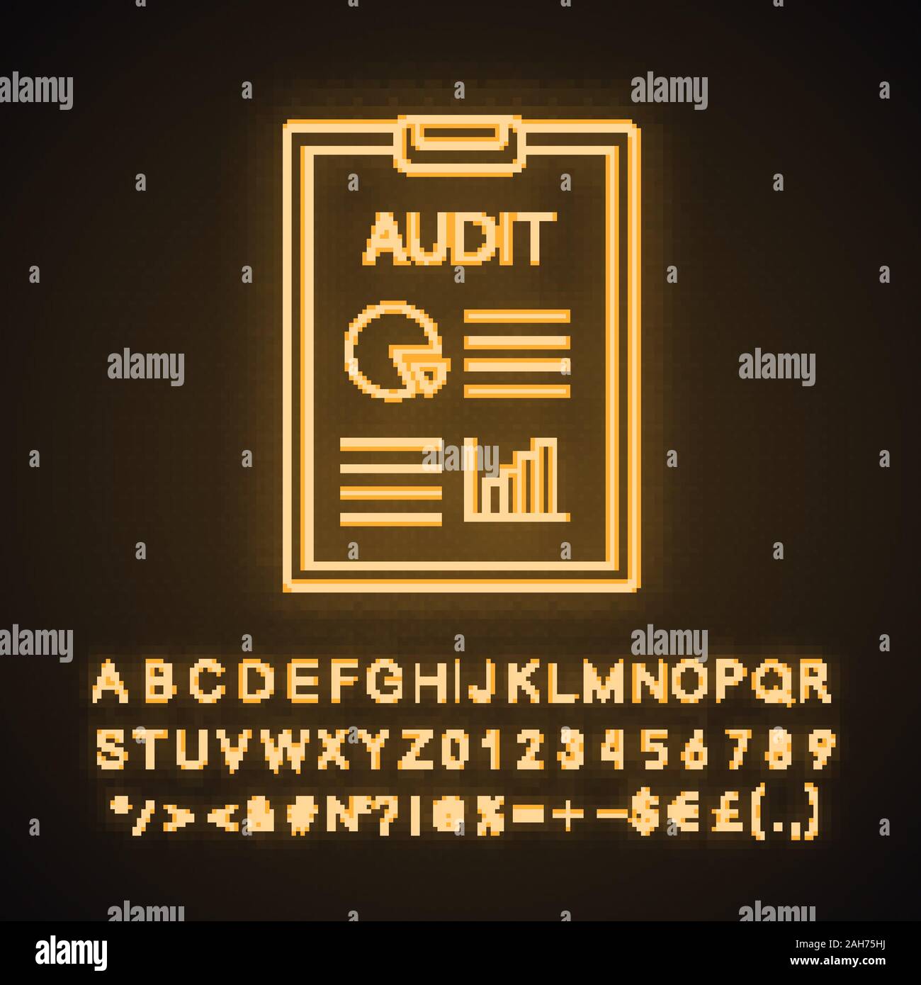 Audit neon light icon. Auditor’s report. Accounting and bookkeeping ...