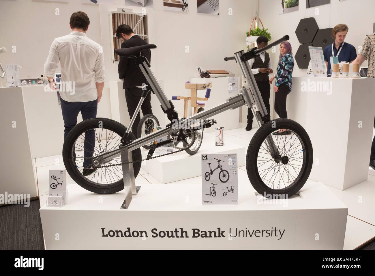 London, UK. 6 July 2016. A modular bike that can be put together with Allen Keys is featured at the London South Bank University stand. New Designers, the most important emerging design event in the UK, takes place at the Business Design Centre from 6 to July 2016. Showcasing the excellence of art and design education in the UK, New Designers 2016 welcomes over 3000 of this year's most creative and talented design graduates. Stock Photo