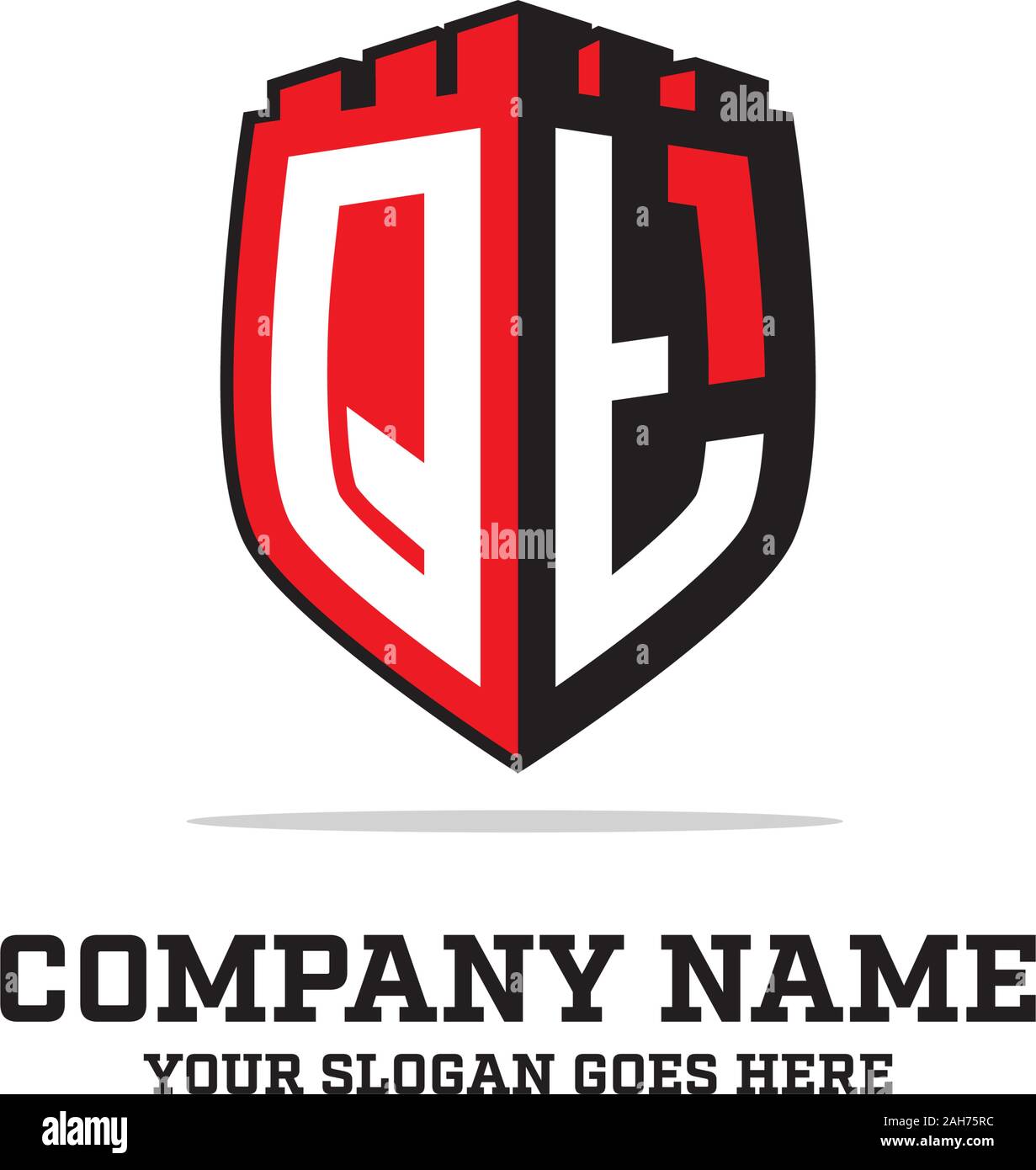 Q T initial logo designs, shield logo template, letter logo inspirations Stock Vector