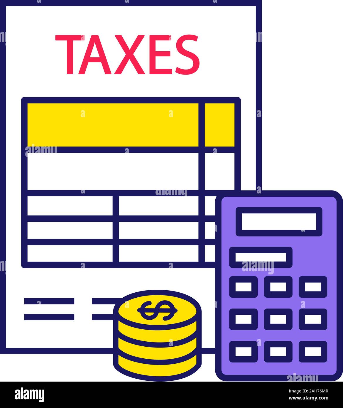 Tax accounting color icon. Financial statement. Tax return and