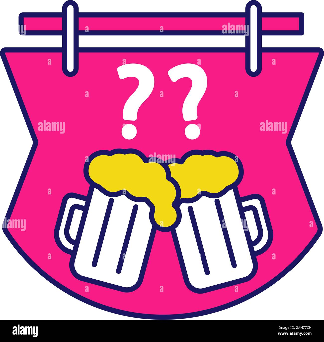 Pub Quiz Color Icon Bar Trivia Quiz Night Signboard Pub Game Beer Mug And Question Marks Isolated Vector Illustration Stock Vector Image Art Alamy