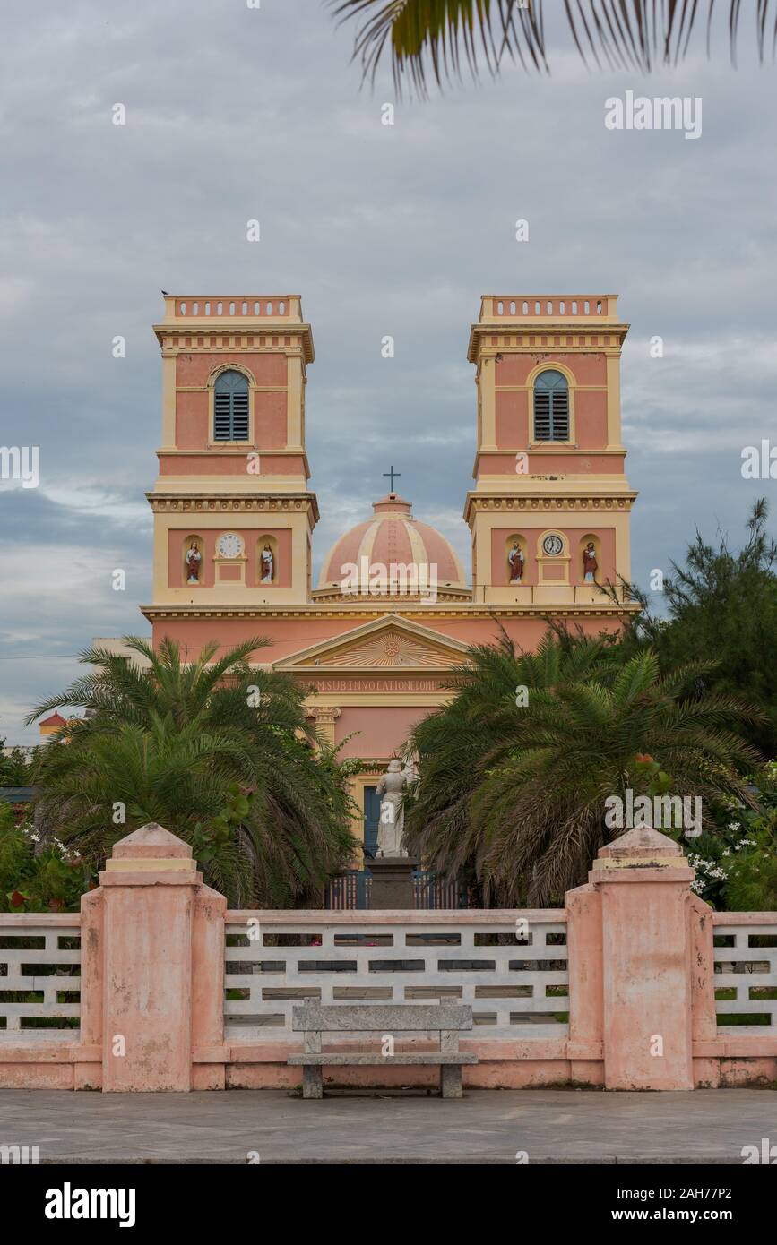 Exterior of Our Lady Of Angels Church in Pondicherry, South India on overcast day Stock Photo