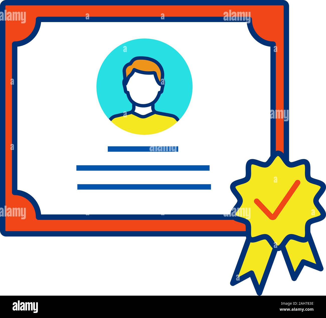 Certificate color icon. Diploma. Qualification, degree certificate ...