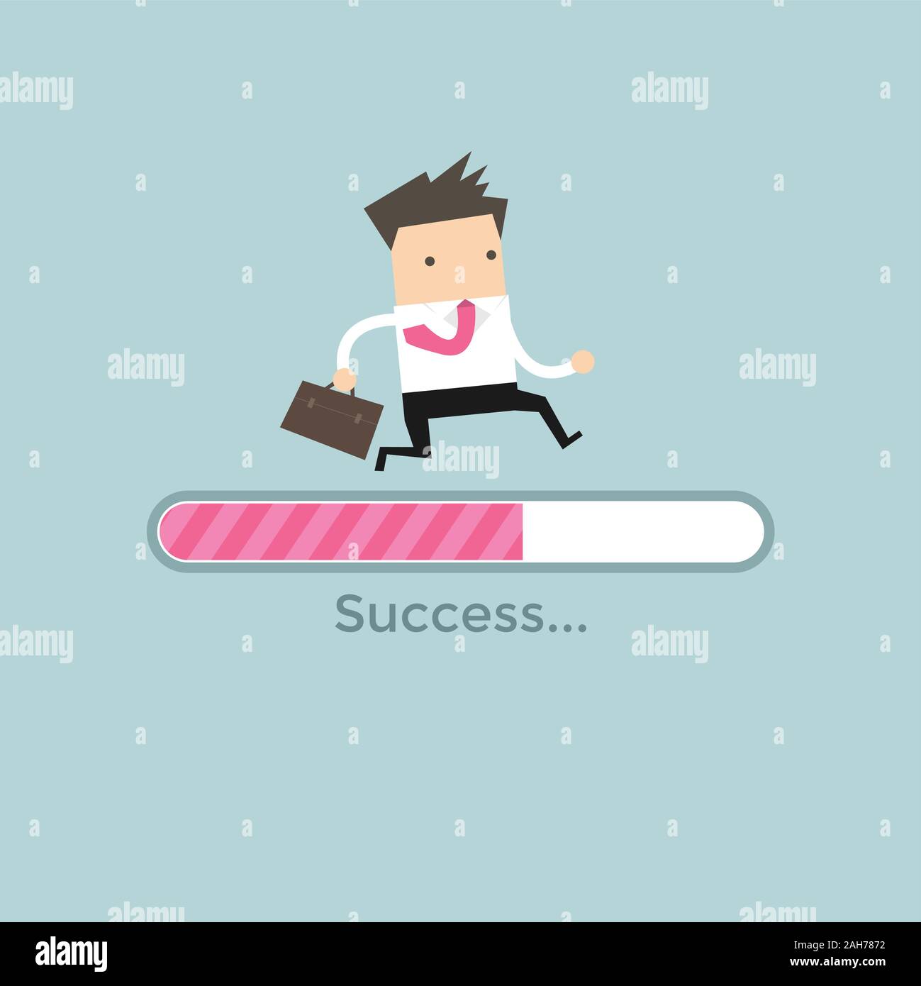 Businessman run on progress loading bar, Success concept Stock Vector ...
