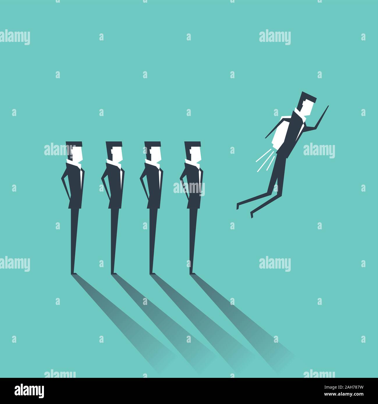 Businessman Flying On the Rocket To Success. Flat style vector ...