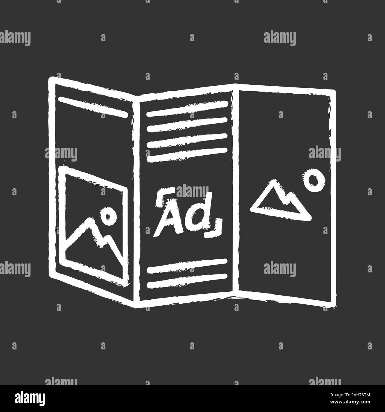 Folded brochure chalk icon Print advertising Booklet template Print Folded brochure chalk icon Print advertising Booklet template Print