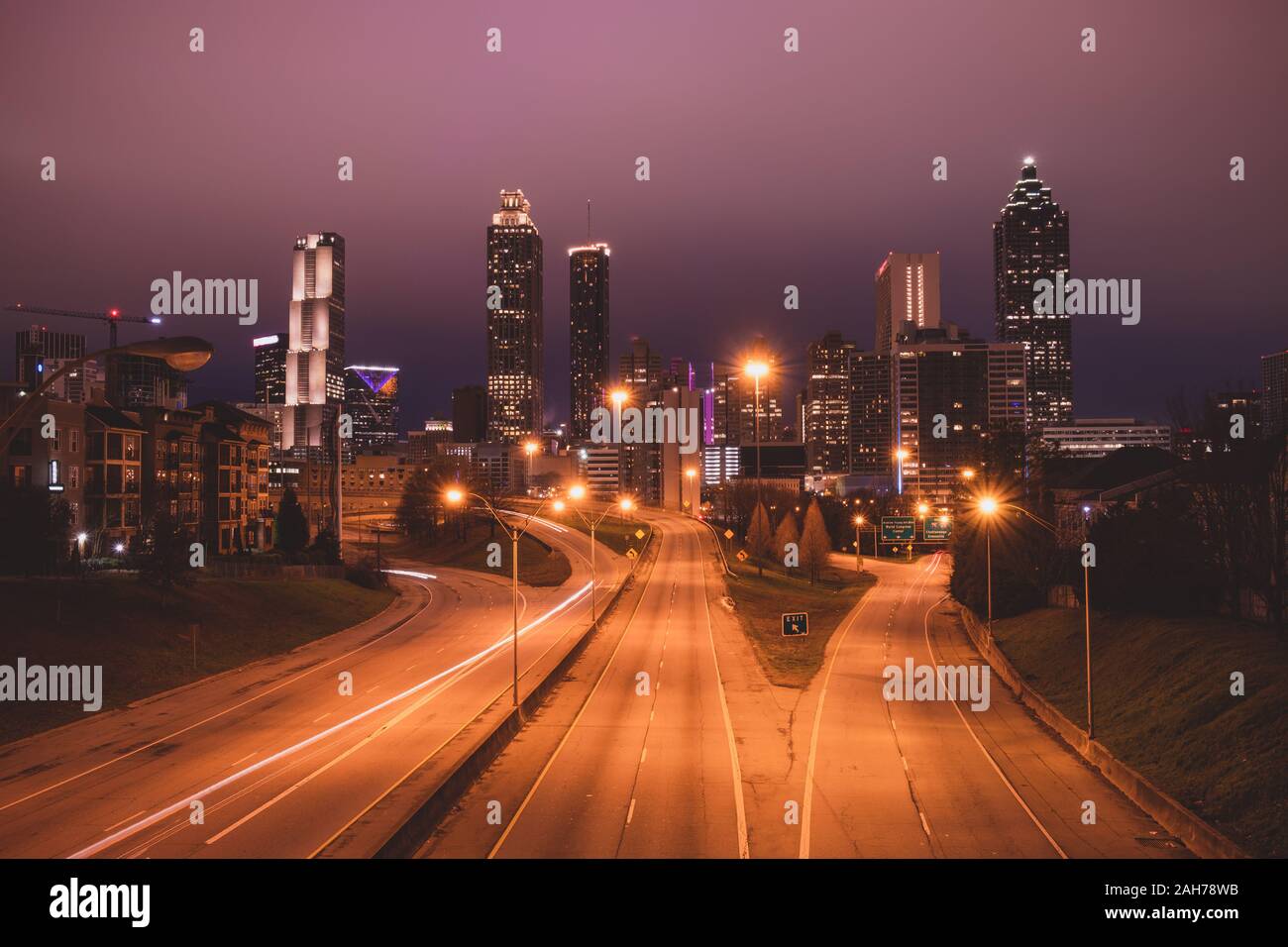 Atlanta city night panoramic view skyline, Georgia, USA Stock Photo