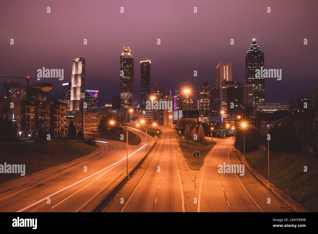 Atlanta city night panoramic view skyline, USA Stock Photo Alamy