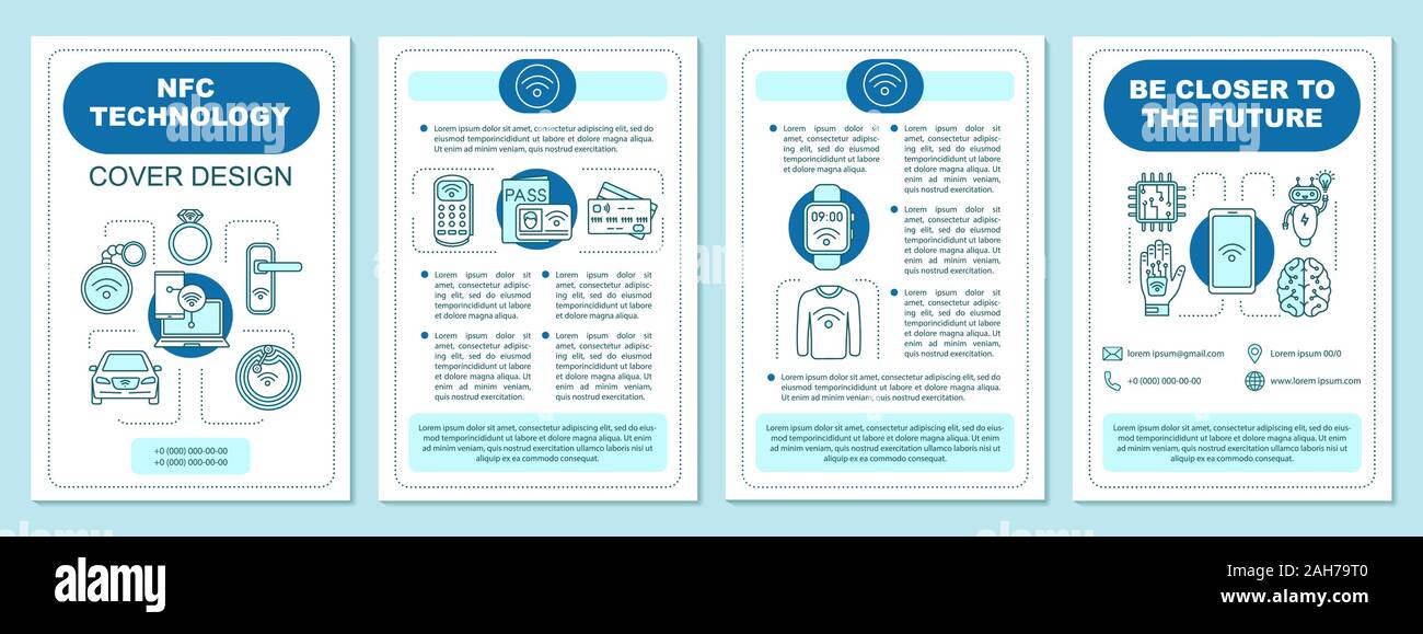 NFC technology brochure template layout. Near field communication. Flyer, booklet, leaflet print NFC technology brochure template layout. Near field communication. Flyer, booklet, leaflet print