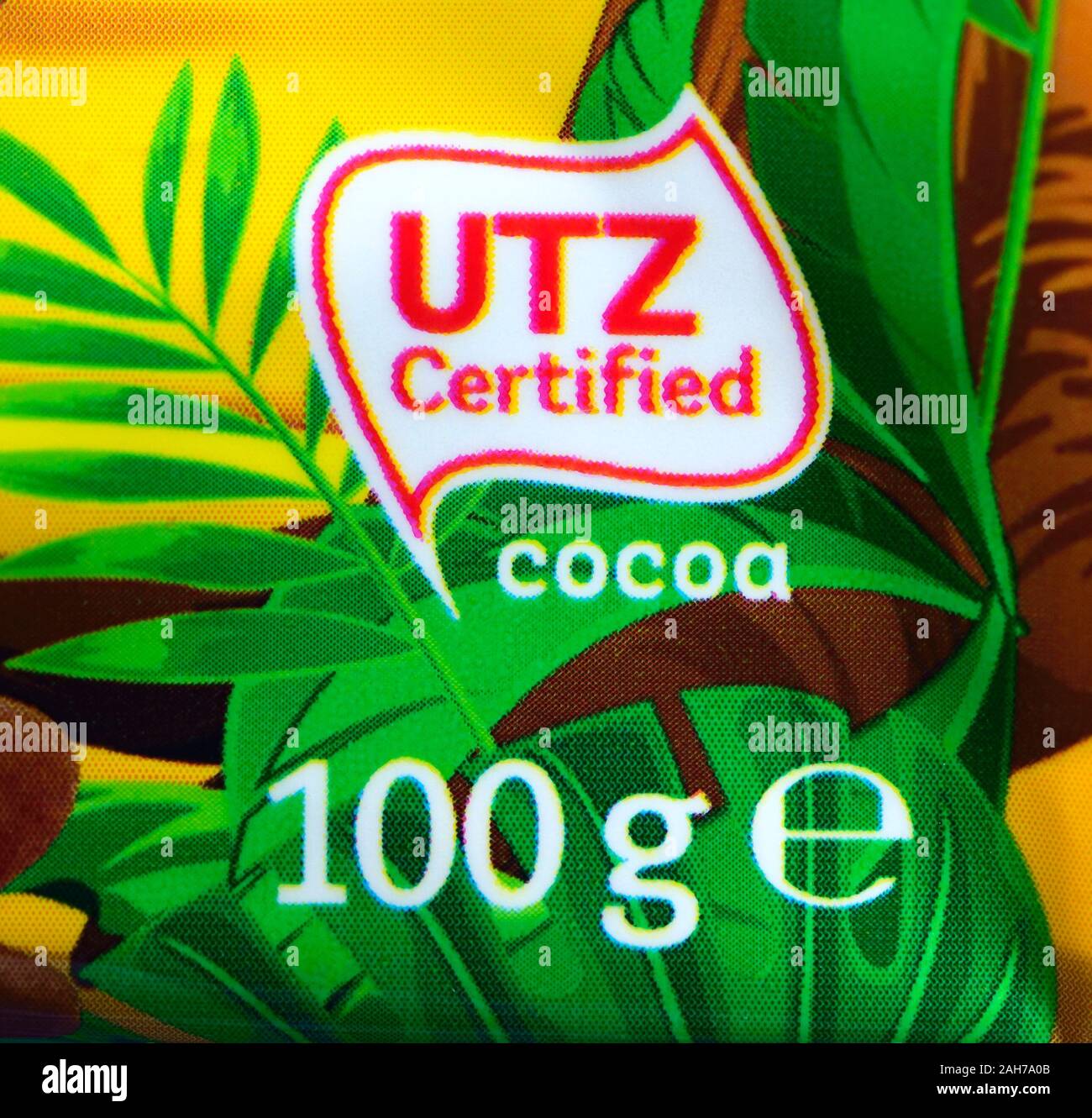 UTZ certified cocoa benchmark for sustainable production Stock Photo