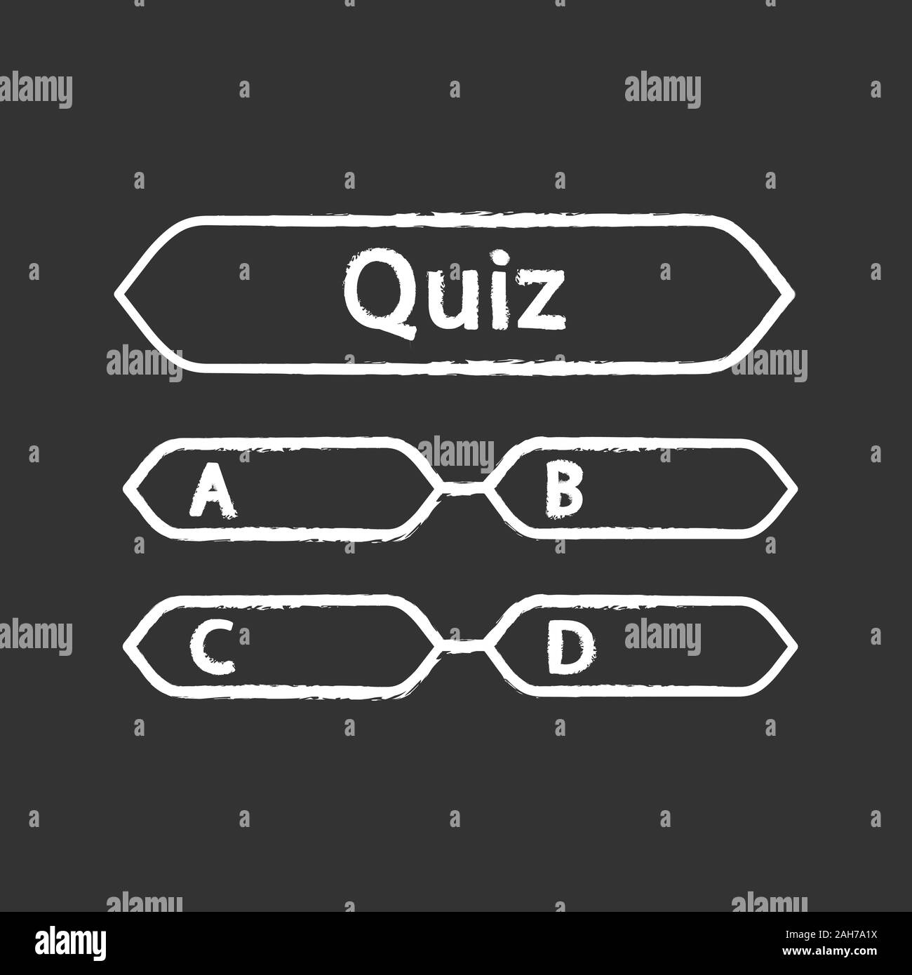 Quiz question chalk icon. Intellectual game. Trivia contest. Set of questions. Isolated vector chalkboard illustration Stock Vector