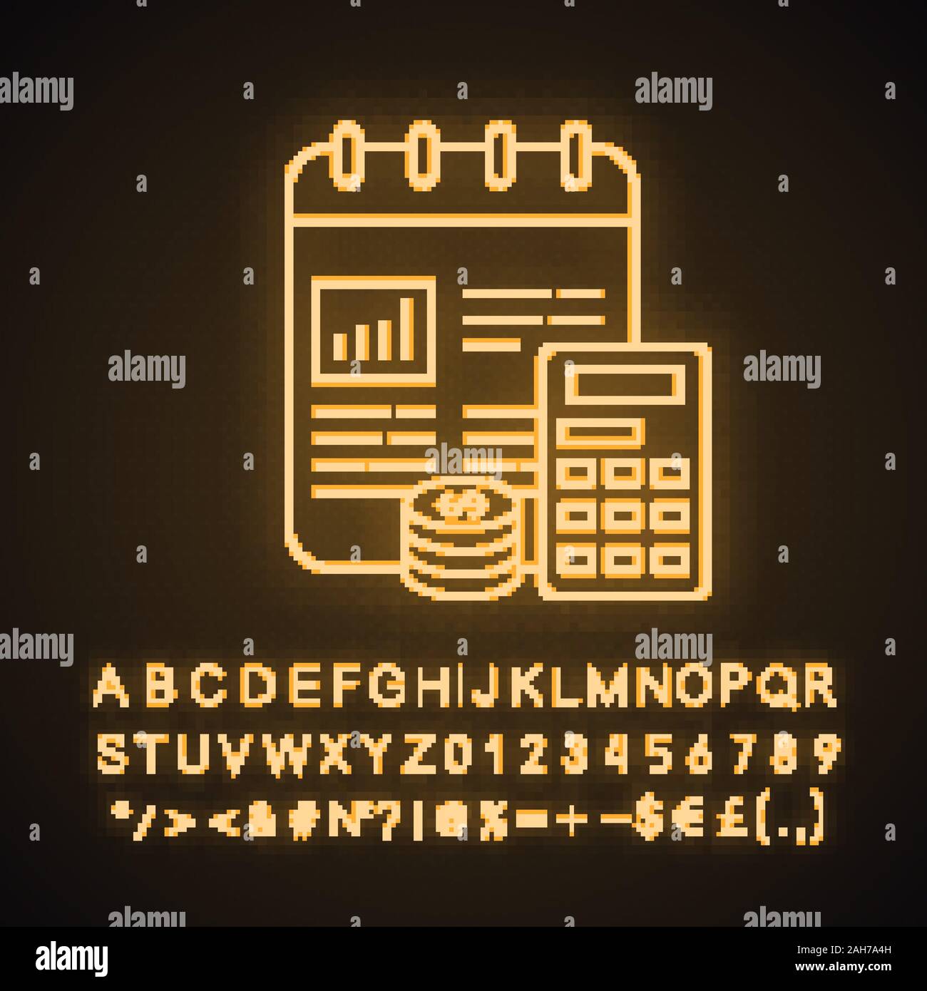 Financial planning neon light icon. Budgeting. Funding and financing ...