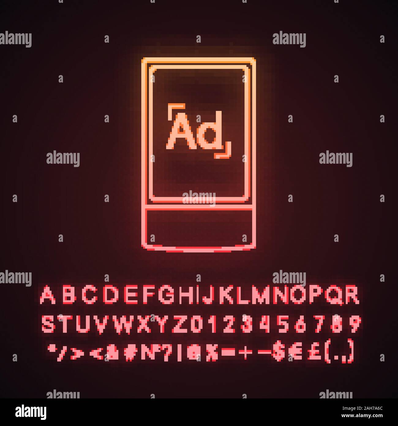 Street advertising lightbox neon light icon. Outdoor scrolling