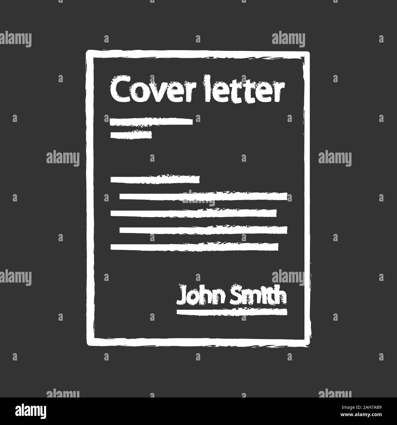 Cover letter chalk icon. Job application. Introduction letter. Document