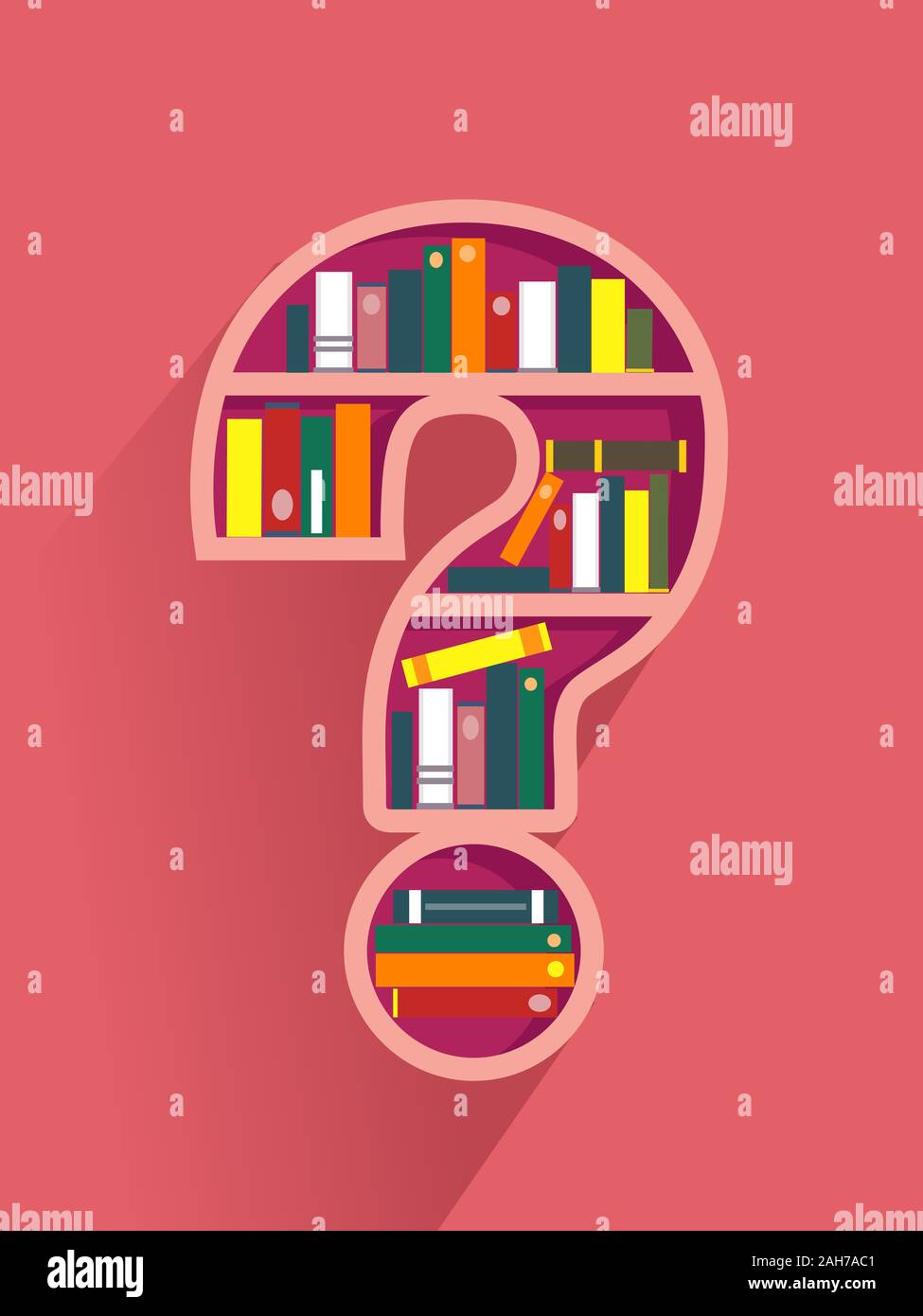 Question Mark Library Illustration of a Question Mark Shaped Bookshelf Full of Books Stock ...