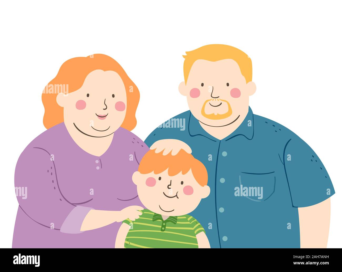 Illustration of a Fat Kid Boy with Mother and Father Stock Photo - Alamy