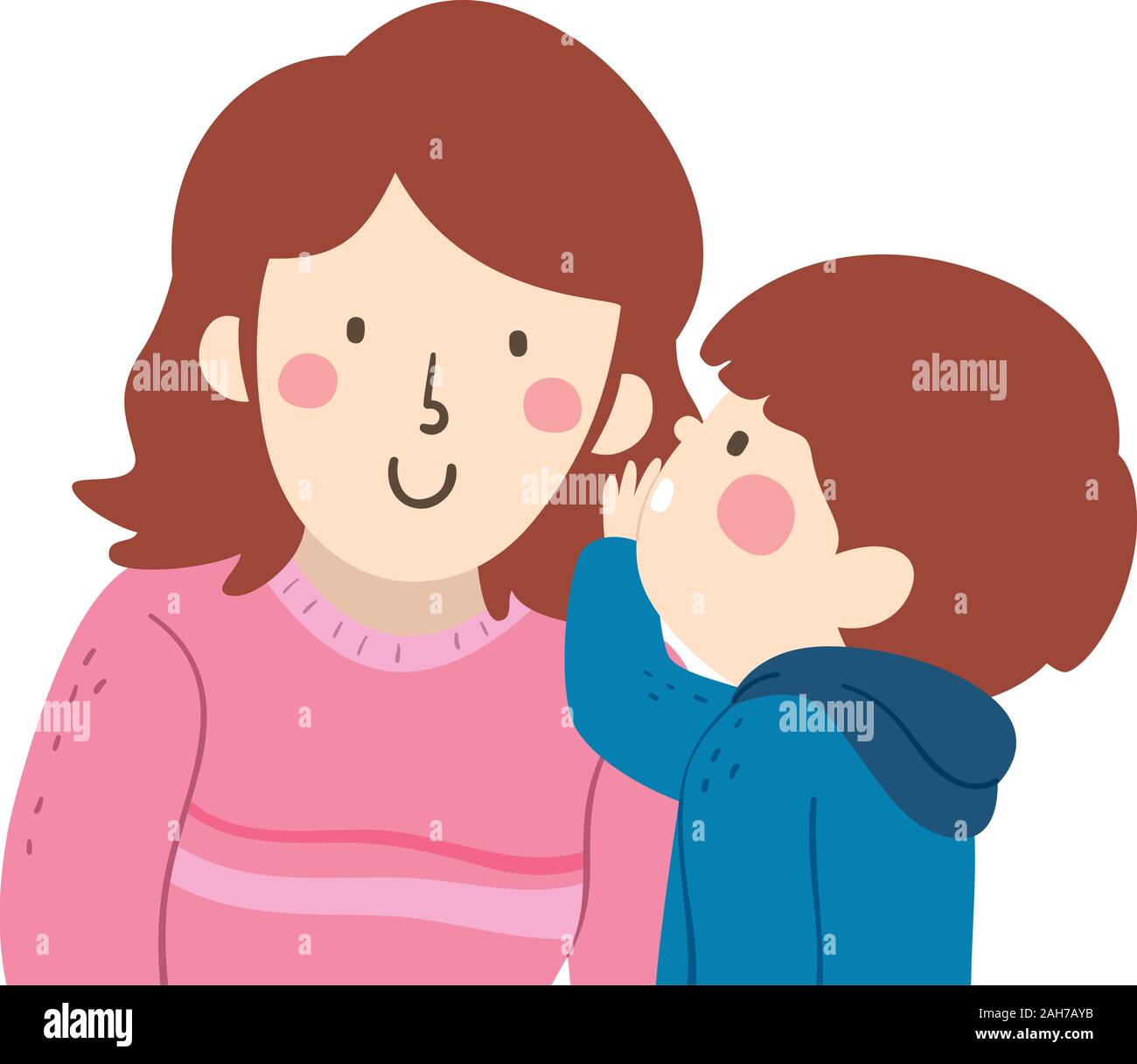 Illustration of a Kid Girl Whispering Something to Her Father Stock Photo -  Alamy