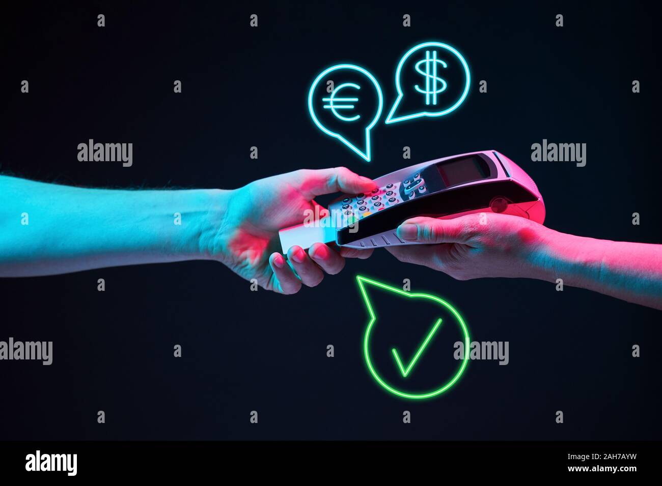 Wireless payment card via pin pad. Online wireless shopping concept in