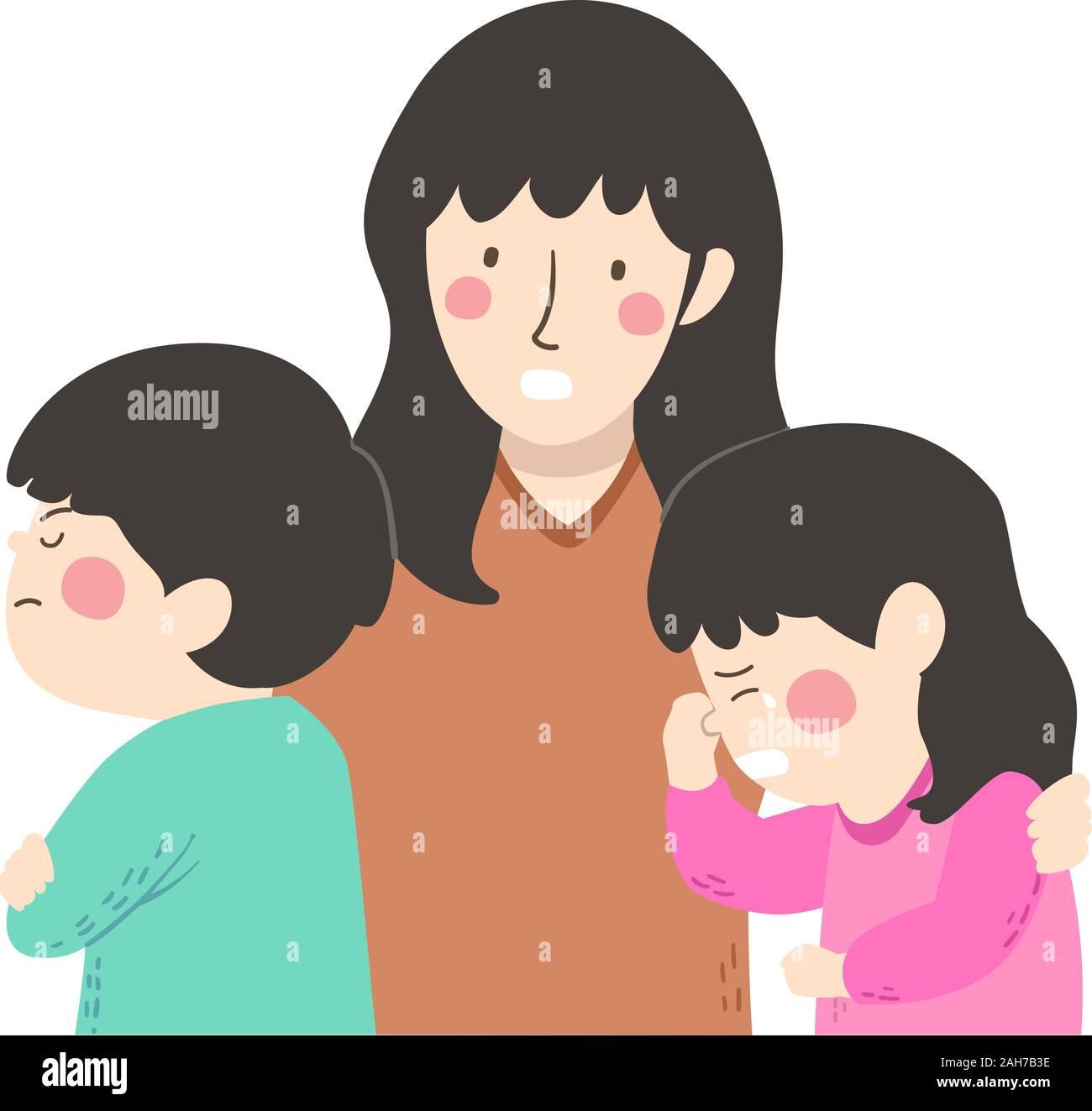 Illustration Of A Mother Talking To Her Children Fighting With Kid Girl Crying And Kid Boy Angry Stock Photo Alamy Illustration Of A Mother Talking To Her Children Fighting With Kid Girl Crying And Kid Boy Angry Stock Photo Alamy