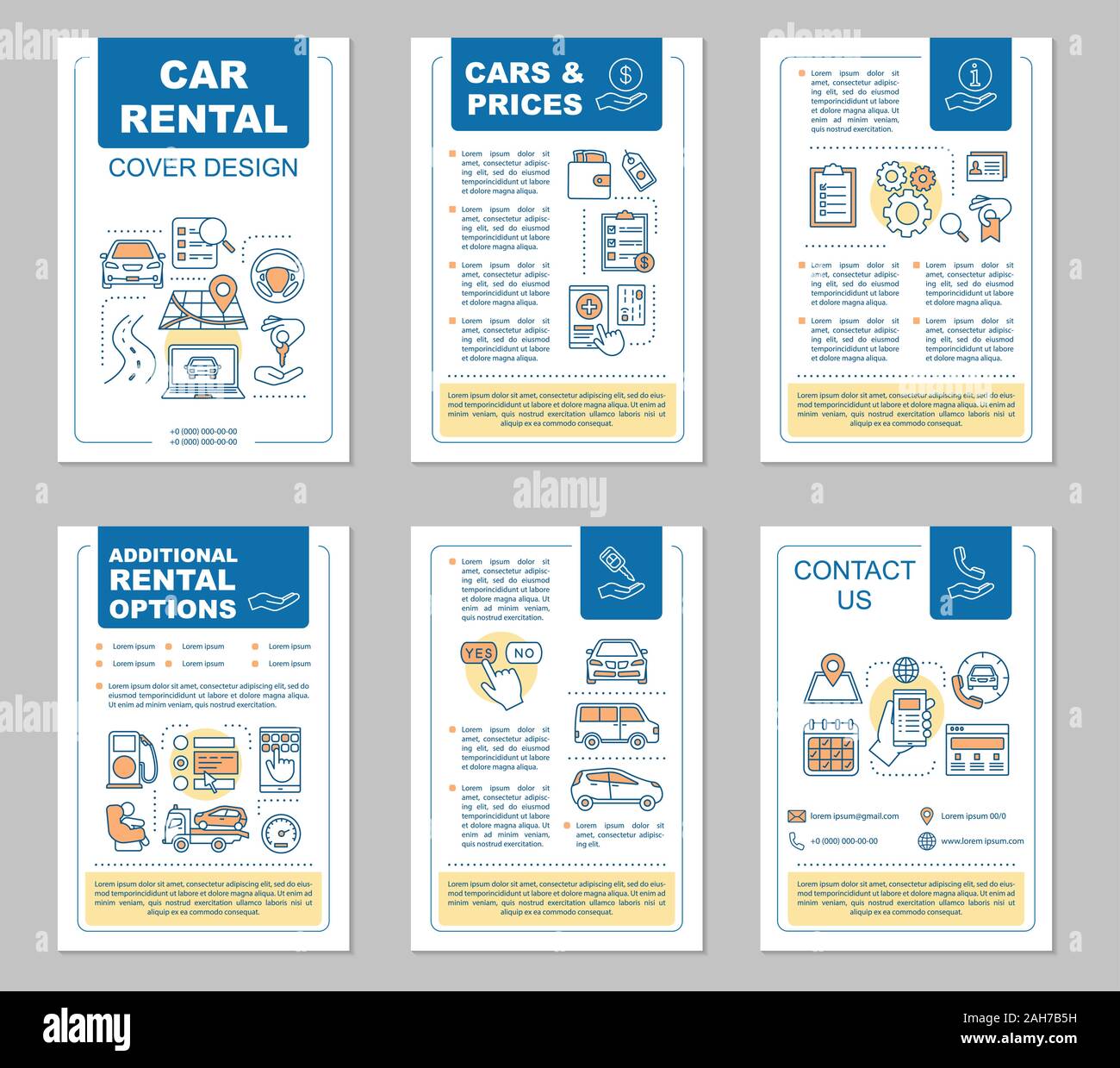 Car rental brochure template layout. Rent a car. Auto leasing options