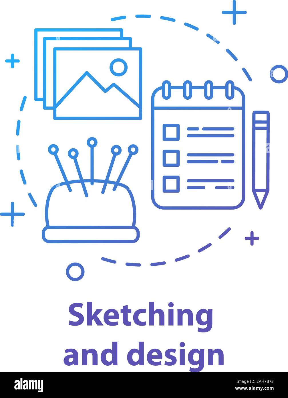 Clothes design sketches concept icon. Dressmaking idea thin line ...
