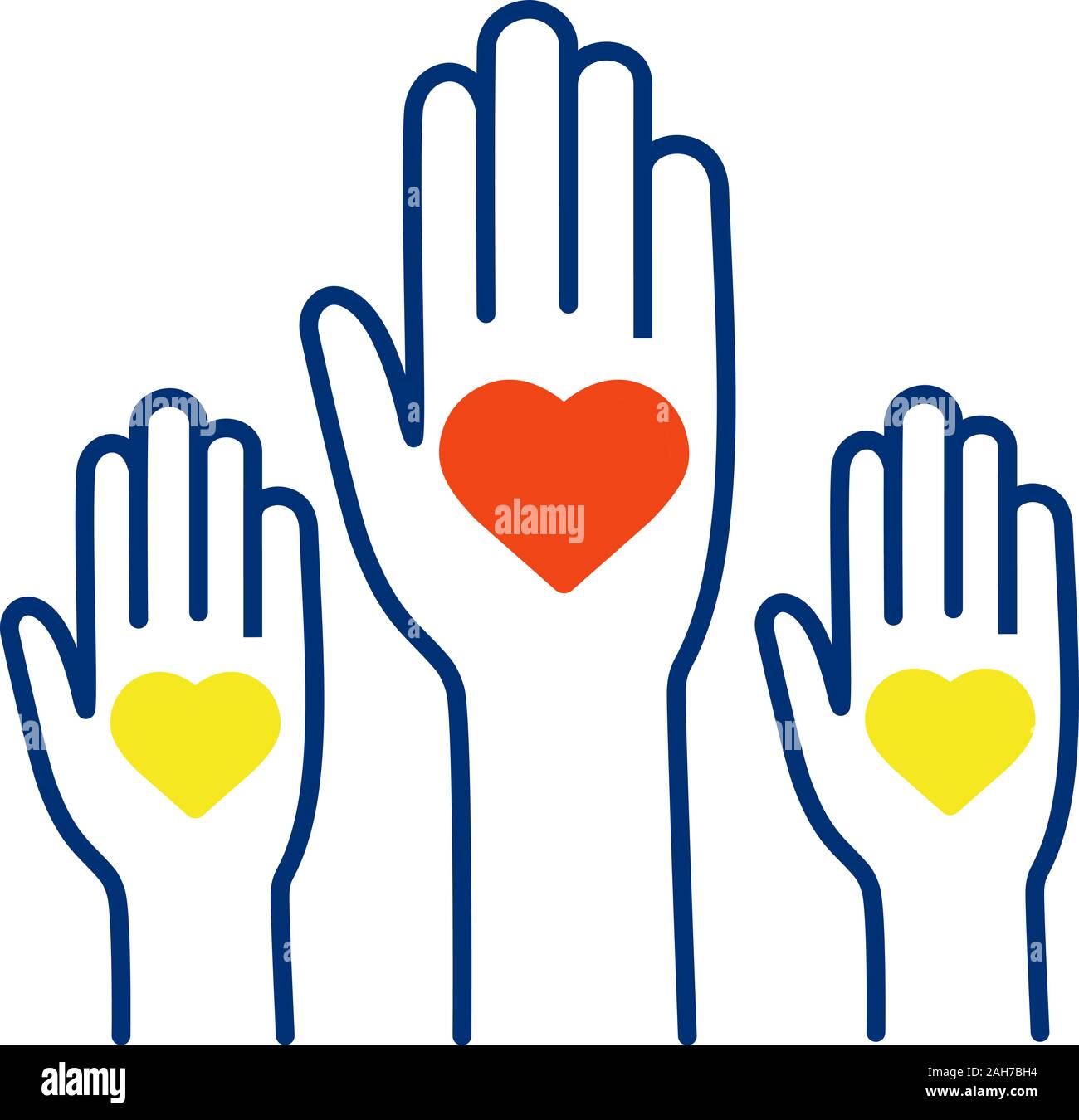 Volunteering experience color icon. Volunteers. Helping hands. Voting. Charity. Unity in diversity. Isolated vector illustration Stock Vector