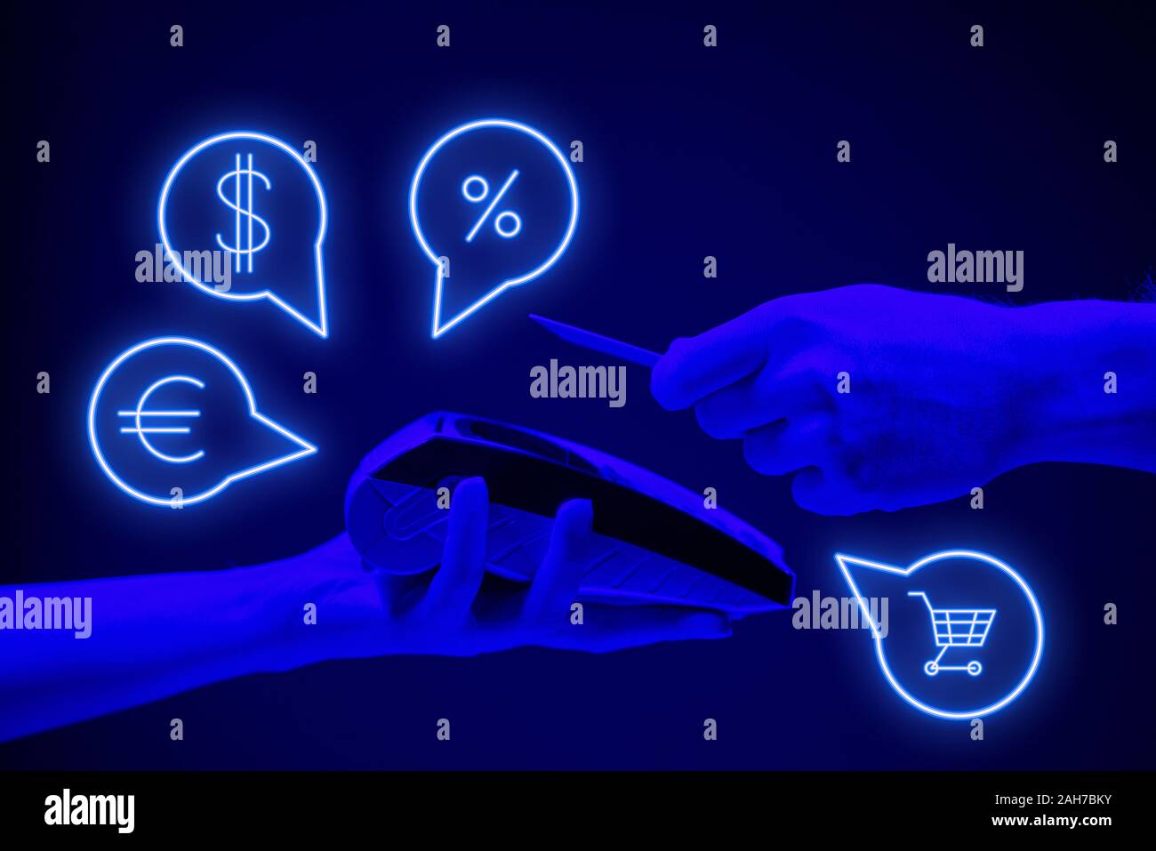 Wireless payment card via pin pad. Online wireless shopping concept in