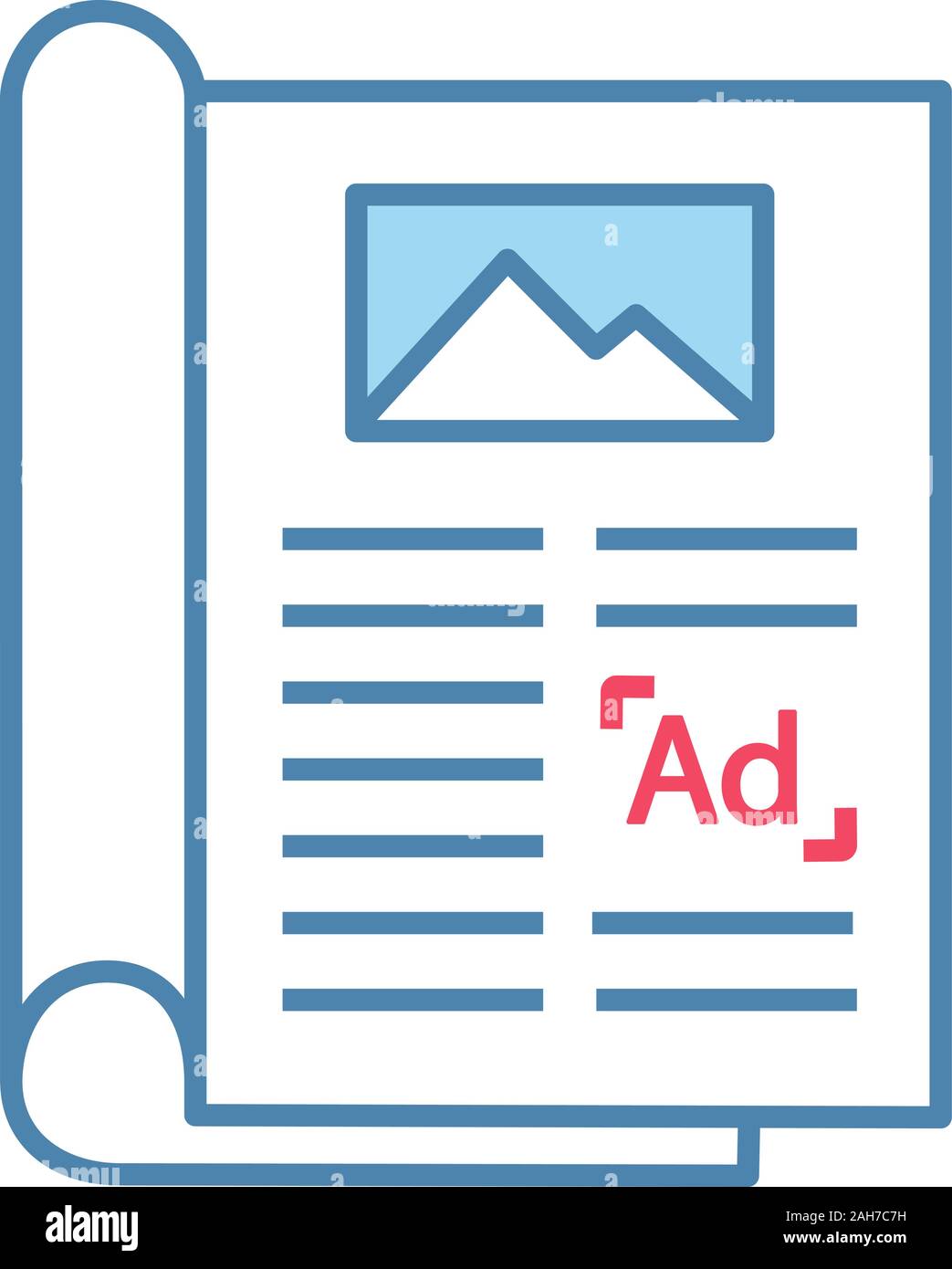 Article color icon. Print advertising. Newspaper, magazine column