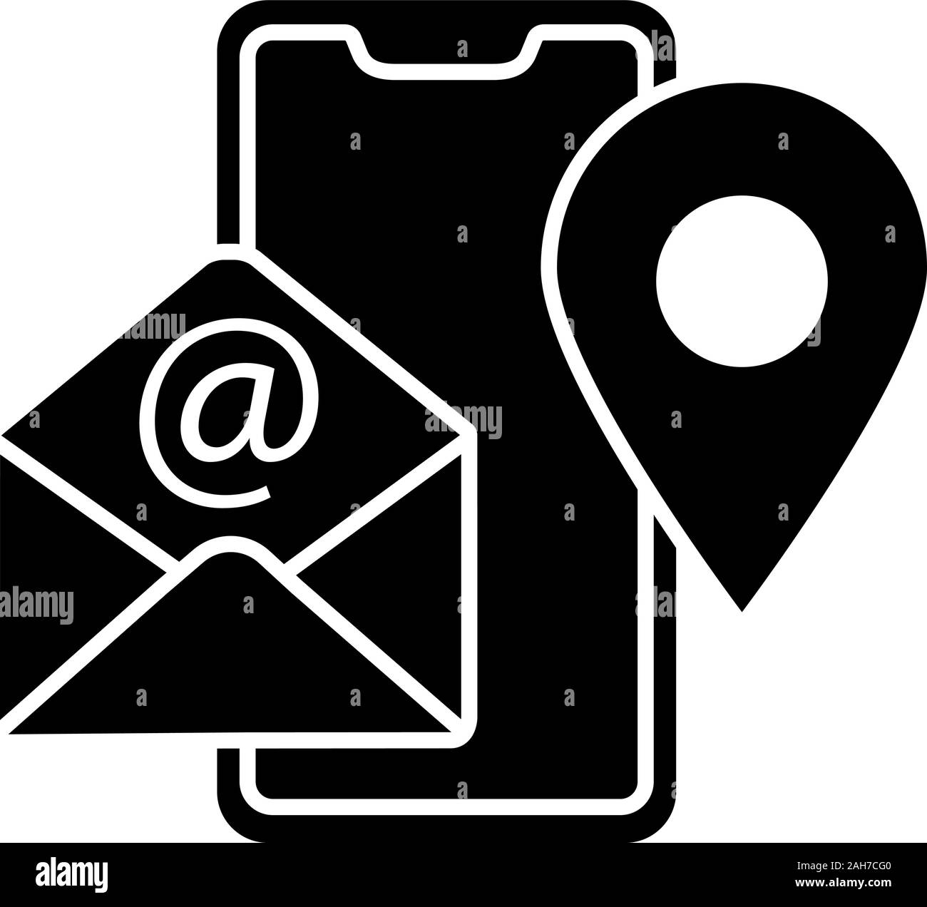 Contact information glyph icon. Phone, email, location. Contact us ...