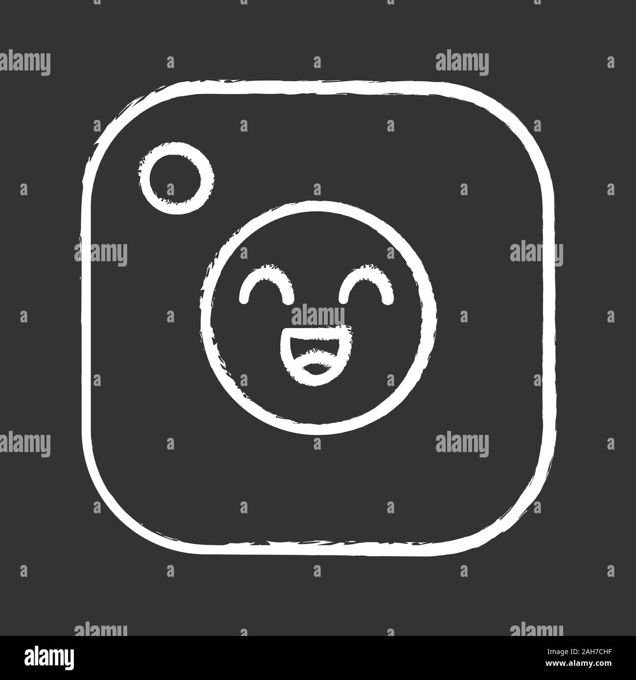 Social media chalk icon. Happy chatting. Thin line illustration