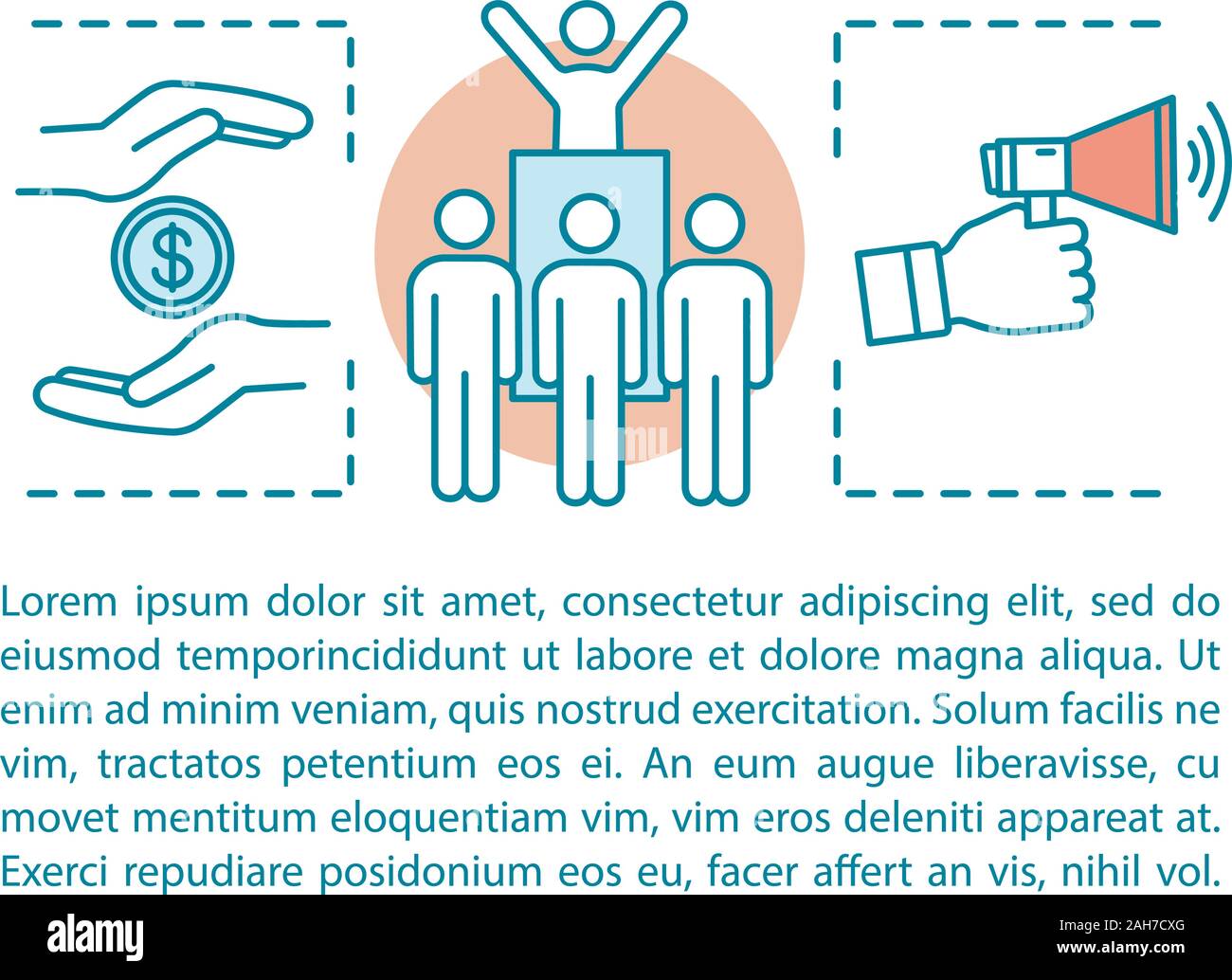 Leadership concept linear illustration. Marketing. Advertising campaign ...