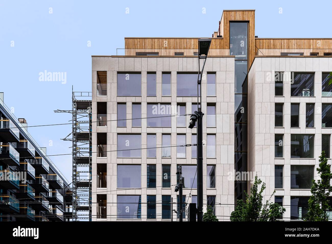 Image showcasing Oslo, Norway - August 11, 2019: Modern luxury residential buildings ...